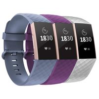 adepoy Compatible with Fitbit Charge 3 Bands for Women Men Large Small, Adjustable Replacement Wristbands for Fitbit Charge 3 and Fitbit Charge 3 SE, 3 Pack, Blue-Gray, Purple, Silver, Small