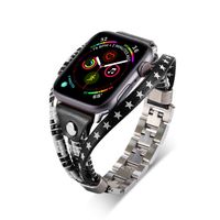 American Flag band, Compatible with Apple Watch Band Series 5 4,3,2,1 38MM 42MM 40MM 44MM, US The Stars Stripes Leather Bands, Stainless Steel Quick Release Adjustable Size, Handmade Replacement Women