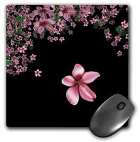 3dRose LLC 8 x 8 x 0.25 Inches Mouse Pad, Pink and White Cherry Blossoms on Black Background (mp_97837_1)