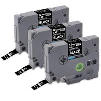 Unismar Replace for P-Touch TZ 335 TZe-335 0.47'' Laminated Label Tape Compatible for Brother P-Touch Cube PT-D200 PT-D210 PT-H110 PTD400AD PT-D600VP, White on Black, 12mm (1/2") x 8m (26.2'), 3-Pack