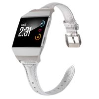 Wearlizer Leather Band Compatible for Fitbit Ionic Bands Women Men, Genuine Leather Replacement Band Bracelet Compatible with Fitbit Ionic Small Large (Silver)