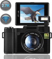 Digital Camera, Vlogging Camera for YouTube 2.7K 24.0MP Ultra HD WiFi Camera 3.0 Inch 180 Degree Rotation Flip Screen Retractable Flashlight