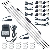 Litever Under Counter LED Lighting Kit, 4 PCS 20 Inches Flexible LED Strips, 16W, 1200 Lumen, Daylight white 5000K. Suitable for Kitchen Cabinets, Book Shelf Showcase Closet Wardrobe (4-Strip-5000K)