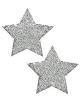 iHeartRaves Pastease Silver Glitter Star Rave Pasties (Set of 2 Pasties)