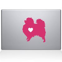 The Decal Guru Pomeranian Love Silhouette Decal Vinyl Sticker, 13" MacBook Pro (2016 & Newer Models), Pink (2336-MAC-13X-BG)