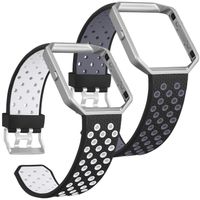 SKYLET Compatible with Fitbit Blaze Bands with Frames, 2 Pack Sport Silicone Replacement Breathable Wristbands Compatible with Fitbit Blaze Smart Watch Men Women Black