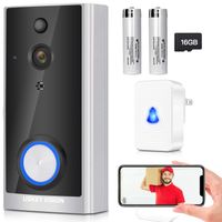 Wireless Video Doorbell with Chime, Wireless Doorbell Camera,Wirefree Battery Video Doorbell, Freewire Rechargeable Battery Doorbell 2-Way Audio 1080P by USKEYVISION (Silver)