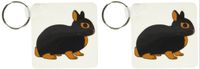3dRose Netherland Dwarf Rabbit Design - Key Chains, 2.25 x 4.5 inches, set of 2 (kc_6306_1)