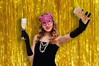 Pack of 3 Gold Metallic Tinsel Foil Fringe Curtains 3 x 8 Feet Photo Booth Props for Valentine Day Birthday Wedding Engagement Baby Shower Graduation Retirement Party Decorations
