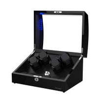 New Designed Watch Winder for 10 Automatic Watches,Built-in LED Illumination,Wood Shell Piano Paint Exterior and Extremely Silent Motor, with Soft Flexible Watch Pillow,USB Cable for Portable Power