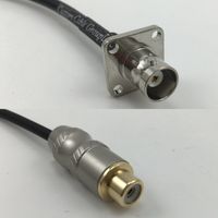 6 inch RGU178 BNC Flange Female to RCA FEMALE Pigtail Jumper RF coaxial cable 50ohm High Quality Quick USA Shipping