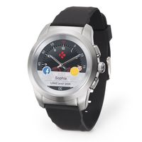 MyKronoz ZeTime Original Hybrid Smartwatch 39mm with Mechanical Hands Over a Color Touch Screen - Brushed Silver/Black Silicon Flat - New Never Opened Box - Certified Renewed