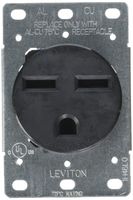Leviton 5372-S00 30 Amp, 250 Volt, NEMA 6-30R, 2P, 3W, Flush Mtg Receptacle, Straight Blade, Industrial Grade, Grounding, Side Wired, Steel Strap, Black, pack of 1