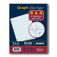 iScholar Quad Filler Paper, 4 Squares per Inch, 10.5 x 8 Inches, 80 Sheets (24844)