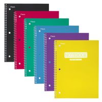 Mead Spiral Notebooks, 1 Subject, College Ruled Paper, 70 Sheets, 10-1/2" x 7-1/2", Plastic, Assorted Colors, 18 Pack (38971)