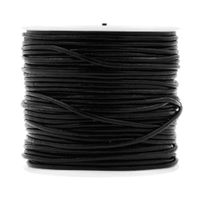 Mandala Crafts Round Cowhide Genuine Leather String Cord, Natural Rawhide Rope for Jewelry Making, Kumihimo Braiding, Shoelaces (1.5mm, Black)
