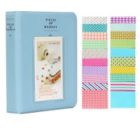 Anter 64 Pockets Instax Mini Photo Album for Fujifilm Instax Mini 8 8+ 9 7s 25 26 50s 70 90 Instant Camera & Name Card with 20 PCS Stickers - Blue