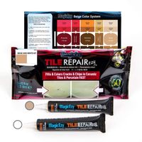 MagicEzy Tile Repairezy Fix Cracked and Chipped Ceramic Tiles, Bathtubs, Showers, Sinks Fast - Tile Repair Filler - Porcelain, Granite, Marble, Stone (Beige and White Kit)