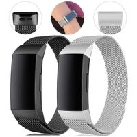 Find-MyWay Replacement Compatible with Fitbit Charge 3 Bands/Charge 3 SE Metal Bands Wristband Accessory Breathable Sport Bracelet Strap Small & Large for Women Men Silver Rose Gold 10 Colors