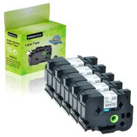 GREENCYCLE 5 Pack Laminated Tape Compatible for Brother P-Touch Label Maker TZ TZe 261 TZe261 TZ261 Black on White 36mm (1 1/2 Inch) x 26.2 ft. (8m)