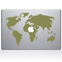 The Decal Guru World Map MacBook Decal Vinyl Sticker - 12" MacBook - Gold (0194-MAC-12M-G)