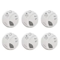First Alert BRK SC7010BV-6 Hardwired Talking Photoelectric Smoke and Carbon Monoxide (CO) Detector, 6 Pack