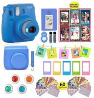 Fujifilm Instax Mini 9 Instant Camera with Accessories | Bundle of Soft Leather Case + Mini Photo Album + 5 Desk Frames + 4 Colored Lenses + Selfie Lens + 10 Photo Frames + Stickers + More