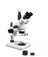 VIsion Scientific VS-1FZ-IFR07-3N Simul-Focal Trinocular Zoom Stereo, 10x WF Eyepiece, 0.7X-4.5X Zoom, 3.5X-90x Magnification, Pillar Stand, 144-LED Ring Light, 3.0MP Digital Eyepiece Camera