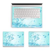MasiBloom 3 in 1 Body Protector Sticker Full Protective Decal Cover Skin for 15" 15 Inch Microsoft Surface Book 2 (2017 Released) (for 15" Surface Book 2, Lily on Water Turquoise Blue)
