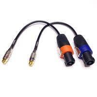 CESS-012 Speakon Male Connector To RCA Female Adapter Patch Speaker Cable 6 Inches - Male Speak-on Plug To Female RCA Jack - 2 Pack