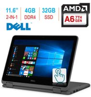 2018 Dell Inspiron 3000 11.6" 2-in-1 Touchscreen Laptop/Tablet PC, 7th Gen AMD A6-9220e 2.5GHz Processor, 4GB 2400MHz DDR4, 32GB SSD, Bluetooth, WiFi, MaxxAudio, Windows 10-Grey