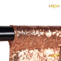 LQIAO Sequin Backdrop Curtain Panel 2x8FT-Rose Gold,Sequin Photography Backdrop Curtain for Party/Home Curtain Decoration 1pc, Pocket 2x8FT(60x245cm))