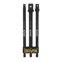 LEXIVON Impact Grade Socket Adapter Set, 6" Extension Bit with Holder | 3-Piece 1/4", 3/8", and 1/2" Drive, Adapt Your Power Drill to High Torque Impact Wrench (LX-102)