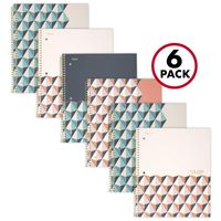 Five Star Spiral Notebooks, 1 Subject, College Ruled Paper, 100 Sheets, 11" x 8-1/2", Graphics Design, 6 Pack (38507)
