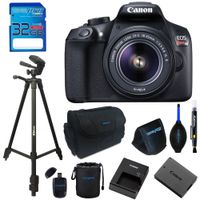 Canon EOS 1300D / T6 EF-S 18-55mm 18.7MP CMOS 5184 x 3456 Pixels (Black) + 72" Tripod + 32GB Memory Card Accessory Bundle