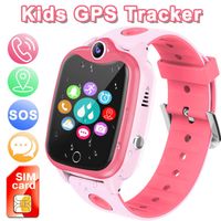 Waterproof Smart Watch for Kids, Activity GPS Tracker Digital Wrist Watch Phone Built in SIM Card SOS Alarm Clock Voice Chat Smartwatch for Kids Age 3-12 Electronic Learning Birthday Xmas (Pink)