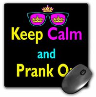 3Drose LLC 8 X 8 X 0.25 Inches Mouse Pad, CMYK Keep Calm Parody Hipster Crown and Sunglasses Keep Calm and Prank on (Mp_116766_1)