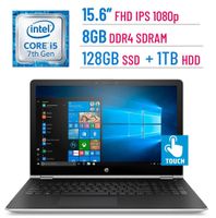 2018 HP 15.6-inch Touchscreen (1920x1080) IPS 2-in-1 Convertible Laptop PC, Intel Core i5-7200U, 8GB DDR4 SDRAM, 128GB SSD + 1TB HDD, Bluetooth, AMD Radeon 530, HDMI, B&O Play, Stylus, Windows 10