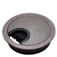Antique Bronze Metal Cable Grommet - 2 Piece"Lock in" Feature with"Brush" Opening for Management of Office & Computer Desk Wires - 60mm (2 3/8") Hole Opening - 1 Pack