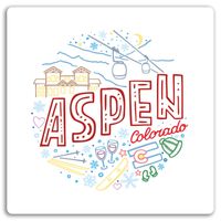 2 x 10cm Aspen America Vinyl Stickers - Ski Skiing Sticker Laptop Luggage #17669 (10cm Wide)