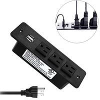 Conference Recessed Power Strip Socket 9.8ft Cord,Desktop Power Grommet Power Strip with 3-Outlet & 2 USB Ports