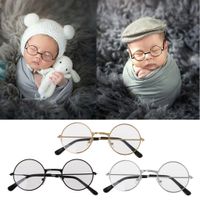 BKID Baby Photography Props Newborn Photo Outfits Props Infant Flat Classic Glasses Baby Shoot Props (Black)