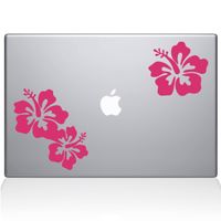 The Decal Guru 1456-MAC-13P-BG Hibiscus MacBook Decal Vinyl Sticker, 13" MacBook Pro (2015 & Older), Pink
