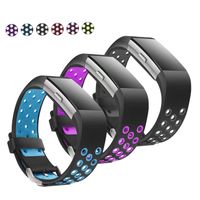 Jobese Replacement Bands Compatible with Fitbit Charge 2, 3-Pack Soft Breathable Silicone Sport Accessories Wristbands with Air Holes, Women Men