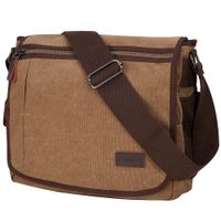 Laptop Messenger Bag for Men, Modoker Mens Canvas Vintage Shoulder Satchel Crossbody Bags Military for 13 Inch Laptop Computer for Women College School Work Brown