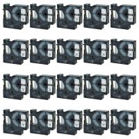 SuperInk 20PK Replacement Industrial Rhino Heat Shrink Tubes Compatible for Dymo 18051 Black on White Cable Label Tape (6mmx1.5m,1/4''x5ft) use in DYMO Rhino 1000 3000 4200 5000 5200 6000 Label Maker