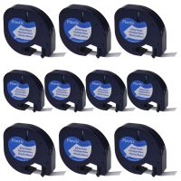 SuperInk 10PK Self-Adhesive LetraTag Label Tape Compatible for DYMO (91331 91201 91221 59422 S0721660) Plastic Black on White (12 mm x4 m, 1/2 inch x 13 Foot)