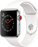Apple Watch 3 42MM Stainless Steel W/Soft White Sport Band (Renewed)