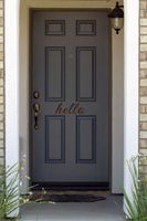 JS Artworks Hello Home Front Door Vinyl Decal Sticker (Chocolate Brown)