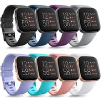 Tobfit Sport Bands Compatible with Versa/Versa Lite/SE, Soft TPU Wristbands Accessories for Women Men, Black/Blue/Purple/Grey/Lavender/Pink/Teal/White, Small
